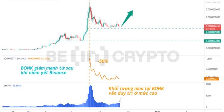 BONK giảm 50% kể từ khi niêm yết Binance, nhưng tiềm năng tăng ngắn hạn vẫn còn