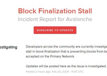 Nóng: Blockchain Avalanche ngừng hoạt động trong 1 giờ