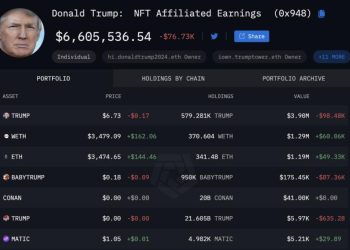 Danh mục đầu tư bao gồm các token WETH, ETH, BABYTRUMP và MATIC, thể hiện sự đa dạng.